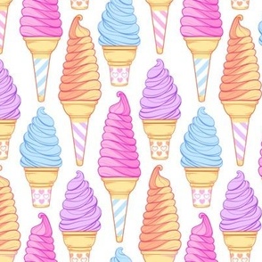 Classic Soft Serve Ice Cream Cones in Pastel Colors