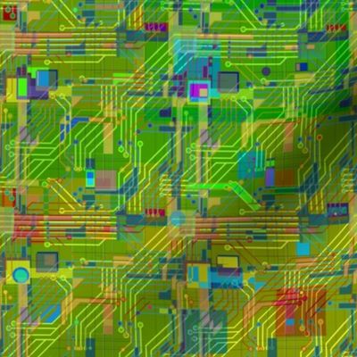 Modern Quilt - Green Ditsy Circuits PCB