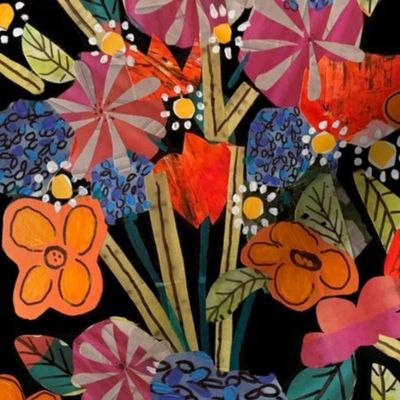 Papercut Floral Collage // Orange