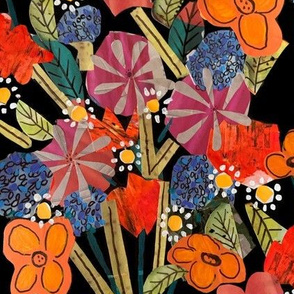 Papercut Floral Collage // Orange