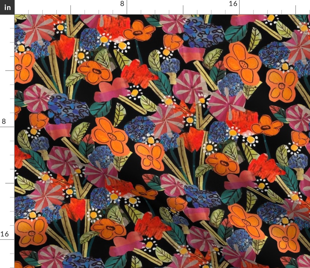 Papercut Floral Collage // Orange