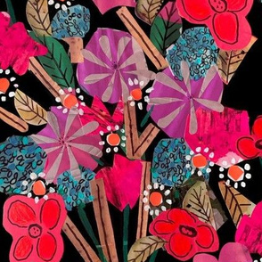 Papercut Floral Collage // Neon Pink