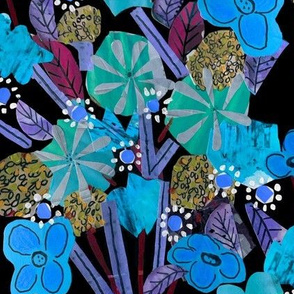 Papercut Floral Collage // Blues