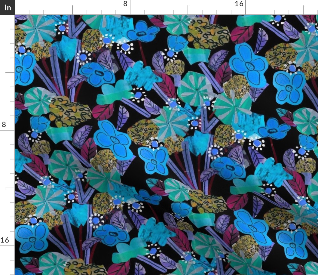 Papercut Floral Collage // Blues