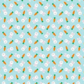 (micro scale) bunnies and carrots - blue - easter spring - c20bs