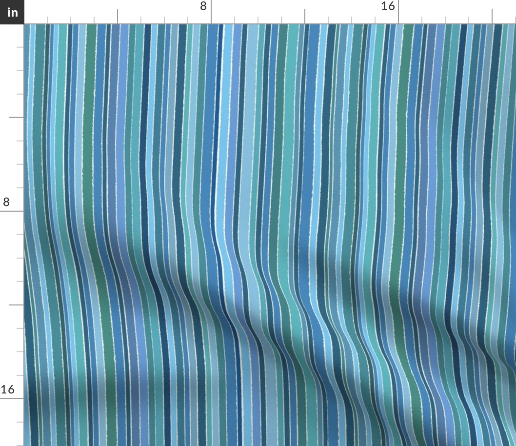 Striped Blue, Teal, Green - vertical