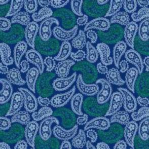 Dusty & Emerald 70's Paisley (Sapphire) 12” med