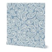White 70's Paisley (storm blue) 8” small