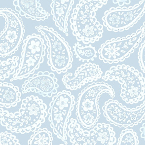 White 70's Paisley (dusty blue) 24” huge