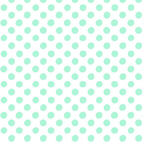 mint green polkadots on white