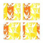 Birds of Paradise - Tropical Strelitzia #4 White Silhouettes on Sunshine Stripes, large 