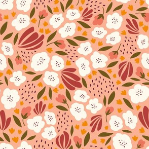 Peachy flowers - large scale