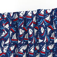 Micro Ditsy Sailboat Regatta | Red + White + Blue