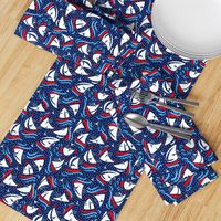 Micro Ditsy Sailboat Regatta | Red + White + Blue