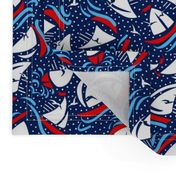 Micro Ditsy Sailboat Regatta | Red + White + Blue