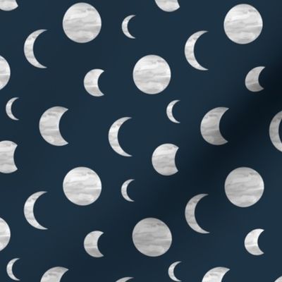 Moon phase universe mystic dreamy night nursery navy blue gray