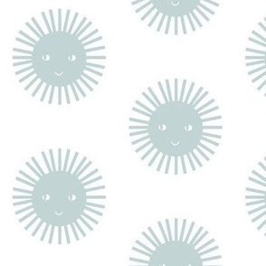 happy sun fabric - baby fabric, baby bedding fabric, nursery,  boho fabric, happy sunshine  - light blue