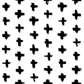 Black and White Brushstroke Offset Swiss Cross