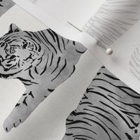 Watercolor Tigers Jungle Cats - Gray - Large Scale