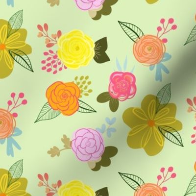 Cutie Spring Floral // Pastel Green