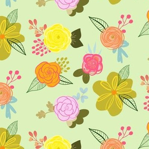 Cutie Spring Floral // Pastel Green