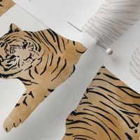 Watercolor Tigers Jungle Cats - Orange - Large Scale