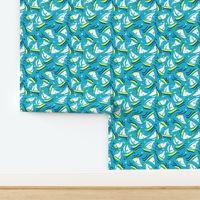 Ditsy Sailboat Regatta | Teal + Yellow