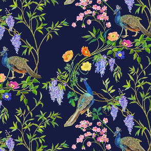 Peacock Chinoiserie Navy 