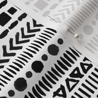 Black and White Geometric Shapes Doodle Stripes - Small Scale