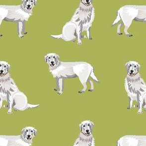 maremma sheepdog fabric - dog fabric, italian sheepdog fabric, white dog - lime