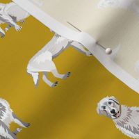 maremma sheepdog fabric - dog fabric, italian sheepdog fabric, white dog - mustard