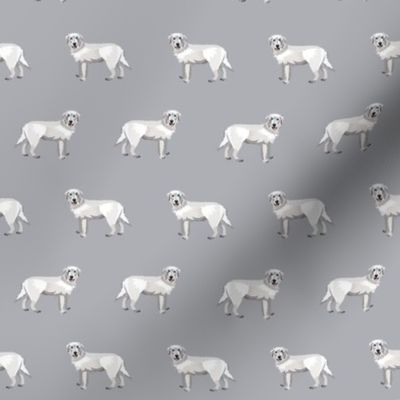 maremma sheepdog fabric - dog fabric, italian sheepdog fabric, white dog -  grey