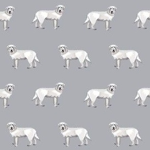maremma sheepdog fabric - dog fabric, italian sheepdog fabric, white dog -  grey