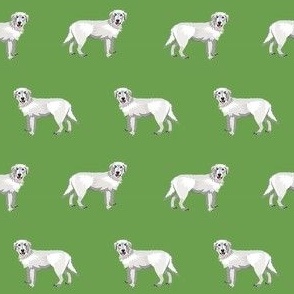 maremma sheepdog fabric - dog fabric, italian sheepdog fabric, white dog -  green