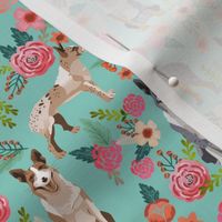 australian koolie dog fabric - german coolie, german collie, australian coolie fabric - dog florals fabric - mint