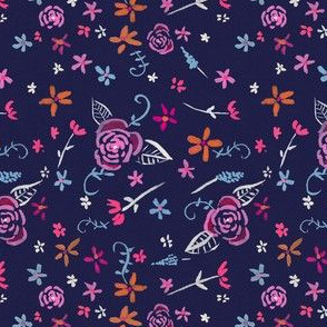 Tiny Fleurs Ditzy Floral // Navy 