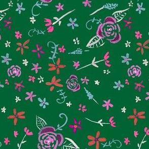 Tiny Fleurs Ditzy Floral // Green 