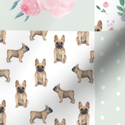 frenchie watercolor quilt - french bulldog quilt, dog quilt, frenchie fabric, dog fabric - wholecloth