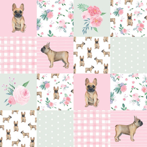 frenchie watercolor quilt - french bulldog quilt, dog quilt, frenchie fabric, dog fabric - wholecloth