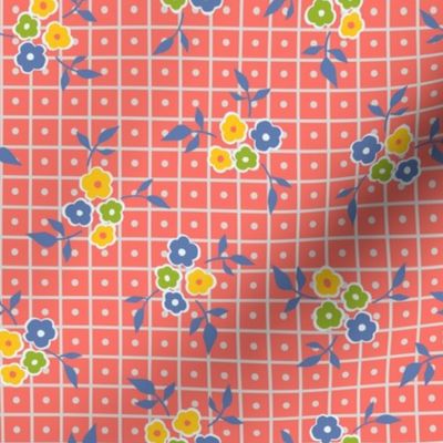 Ditsy Floral Grid with Dots