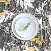 tree bark and yellow foliage