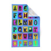Kid's Alphabet Tea Towel or Wall Hanging - Design 9750903 - Blue