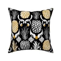 LARGE pineapple ikat_ black and gold