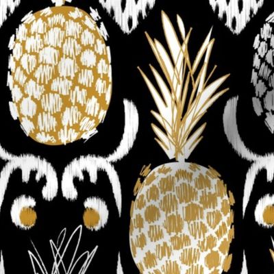 LARGE pineapple ikat_ black and gold