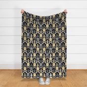 LARGE pineapple ikat_ black and gold