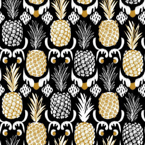 LARGE pineapple ikat_ black and gold