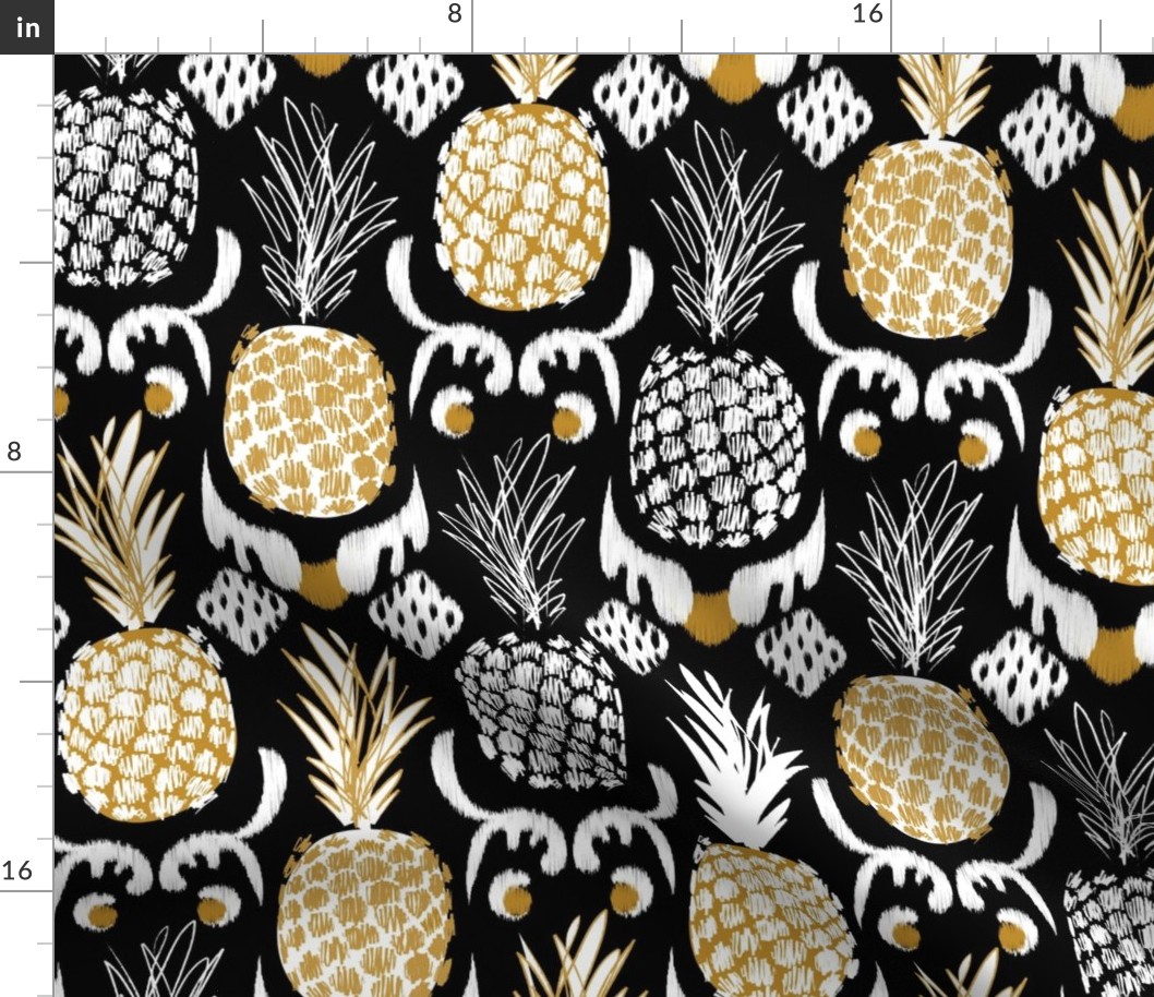 LARGE pineapple ikat_ black and gold