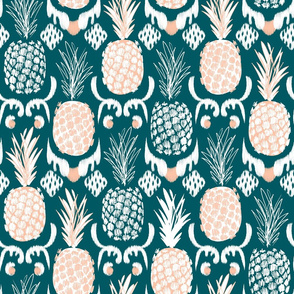LARGE pineapple ikat_ forest and peach
