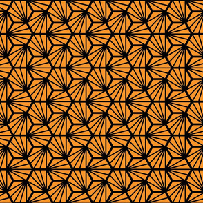 Geometric Pattern: Hexagon Ray: Orange Black