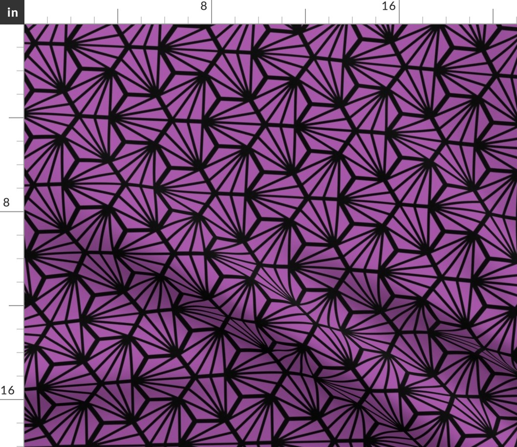 Geometric Pattern: Hexagon Ray: Purple Black